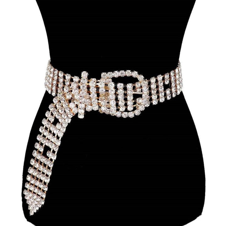 Embellished Crystal Rhinestone Buckle Belt, luminous crystals add luxurious shine to this eye-catching rhinestone adjustable belt, dare to dazzle with this radiant accessory, coordinates with any ensemble from day to night, ideal for weddings, Prom, Sweet 16, Quinceanera, Graduation, Party, Cocktail. Perfect Gift.