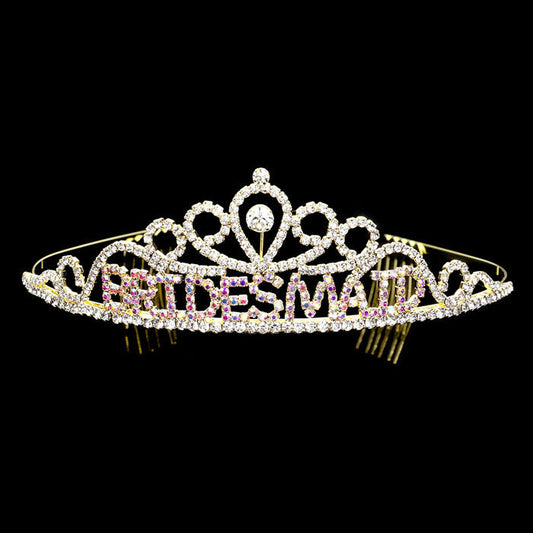 AB Gold Bridesmaid Rhinestone Pave Party Tiara. This elegant rhinestone design, makes you more charm. A stunning bridesmaid Tiara that can be a perfect Bridal Headpiece. This tiara features precious stones and an artistic design. This hair accessory is really beautiful, Pretty and lightweight. Makes You More Eye-catching at events and wherever you go. Suitable for Wedding, Engagement, Birthday Party, Any Occasion You Want to Be More Charming.