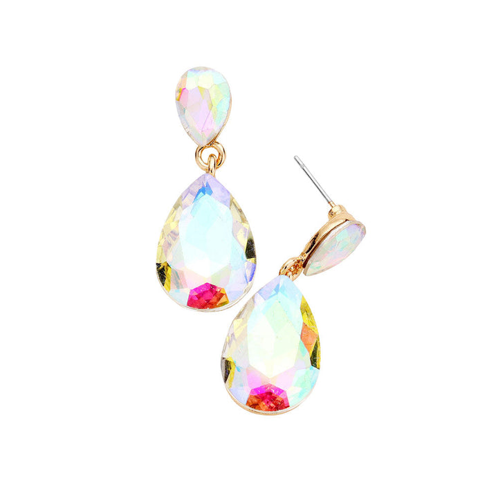 AB Gold Glass Crystal Teardrop Dangle Earrings, these teardrop earrings put on a pop of color to complete your ensemble & make you stand out with any special outfit. The beautifully crafted design adds a gorgeous glow to any outfit on special occasions. Crystal Teardrop sparkling Stones give these stunning earrings an elegant look. Perfectly lightweight, easy to wear & carry throughout the whole day. 