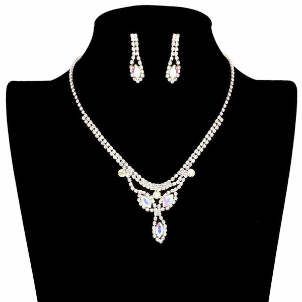 AB Gold Marquise Stone Accented Rhinestone Pave Necklace. Wear together or separate according to your event with different outfits to add perfect luxe and class with incomparable beauty. The perfect accessory for adding just the right amount of shimmer and a touch of class to special events. These classy necklace sets are perfect for Party, Wedding, Evening, and even everyday wear. Awesome gift for birthday, Anniversary, Valentine’s Day, or any special occasion.