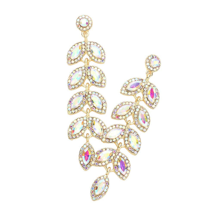 AB Gold Marquise Stone Cluster Vine Dangle Evening Earrings, elevate your evening look with these exquisite Dangle Evening Earrings. Perfect for your next special occasion! An excellent choice for wearing with any outfit. These beautifully unique designed earrings are suitable as gifts for wife, girlfriend, and mothers.