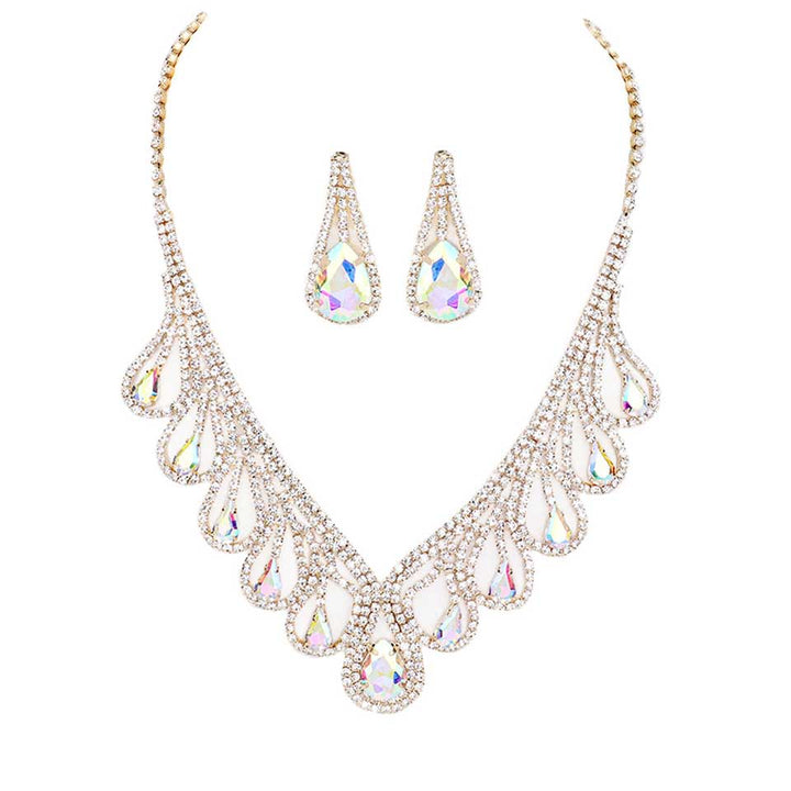 AB Gold Teardrop Crystal Rhinestone Collar Necklace, Detailed Crystal Collar Necklace, will sparkle all night long making you shine out like a diamond. Perfect for adding just the right amount of shimmer & shine and a touch of class to special events. perfect for a night out on the town or a black tie party, awesome Gift idea for Birthday, Anniversary, Prom, Mother's Day Gift, Sweet 16, Wedding.