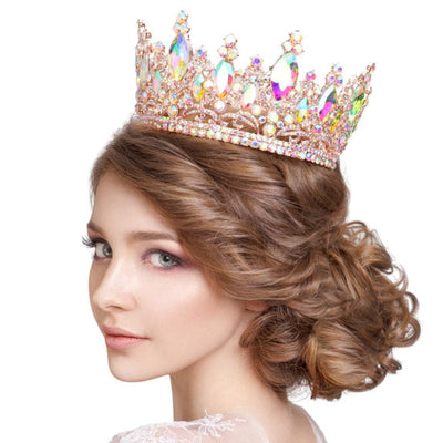 Oval Stone Accented Pageant Crown Tiara