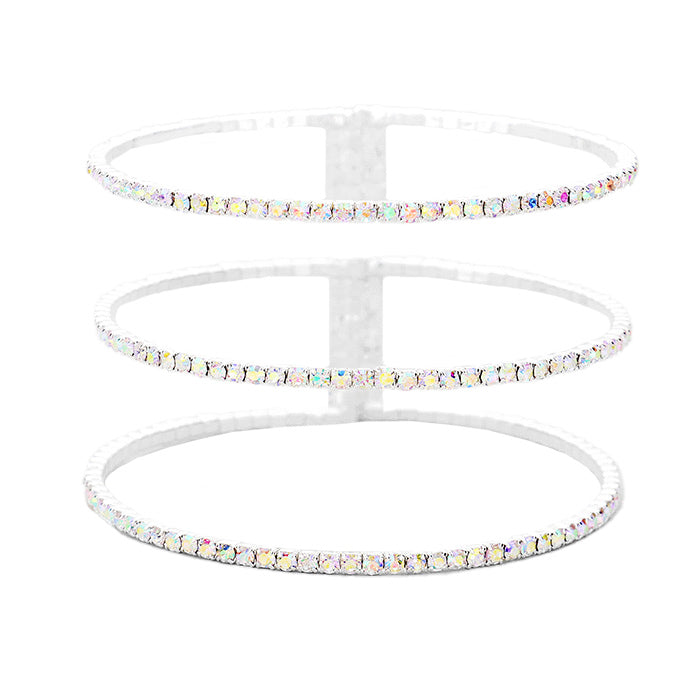 AB Gold 3Row Split Layer Round Crystal Detail Cuff Evening Bracelet, is an awesome evening bracelet to enlighten your outfit on special occasions and make you feel absolutely special. It adds a pop of pretty color to enrich your look. Coordinate with any outfit for a special occasion to make you absolutely gorgeous and make yourself stand out from the crowd. This is the jewelry that you need to show off to attract the crowd on a special occasion and make the moments memorable!