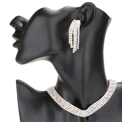 AB Silver Bubble Crystal Choker Necklace & Clip Earring Set, these gorgeous crystal jewelry sets will show your class on any special occasion. The elegance of this crystal necklace goes unmatched, great for wearing at a party! Perfect for adding just the right amount of shimmer & shine and a touch of class everywhere.