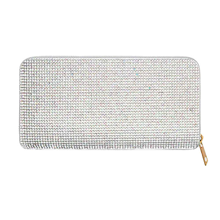 AB Silver Crystal Rhinestone Pave Zipper Wallet, look like the ultimate fashionista, beautiful Crystal Rhinestone  Zipper Wallet. Perfect for money, credit cards, keys or coins and many more things, light and gorgeous. Versatile enough for carrying straight through the week, perfectly lightweight to having around all day. Perfect Birthday Gift, Anniversary Gift, Just Because Gift, Mother's day Gift, Summer, & night out on the beach etc.