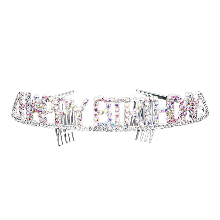 Ab Silver Happy Birthday Rhinestone Pave Party Tiara, this awesome rhinestone pave party tiara will make you the ultimate royal beauty and make you absolutely stand out to receive the best compliments on your birthday parties. It perfectly adds luxe to your outfit and makes you more gorgeous.