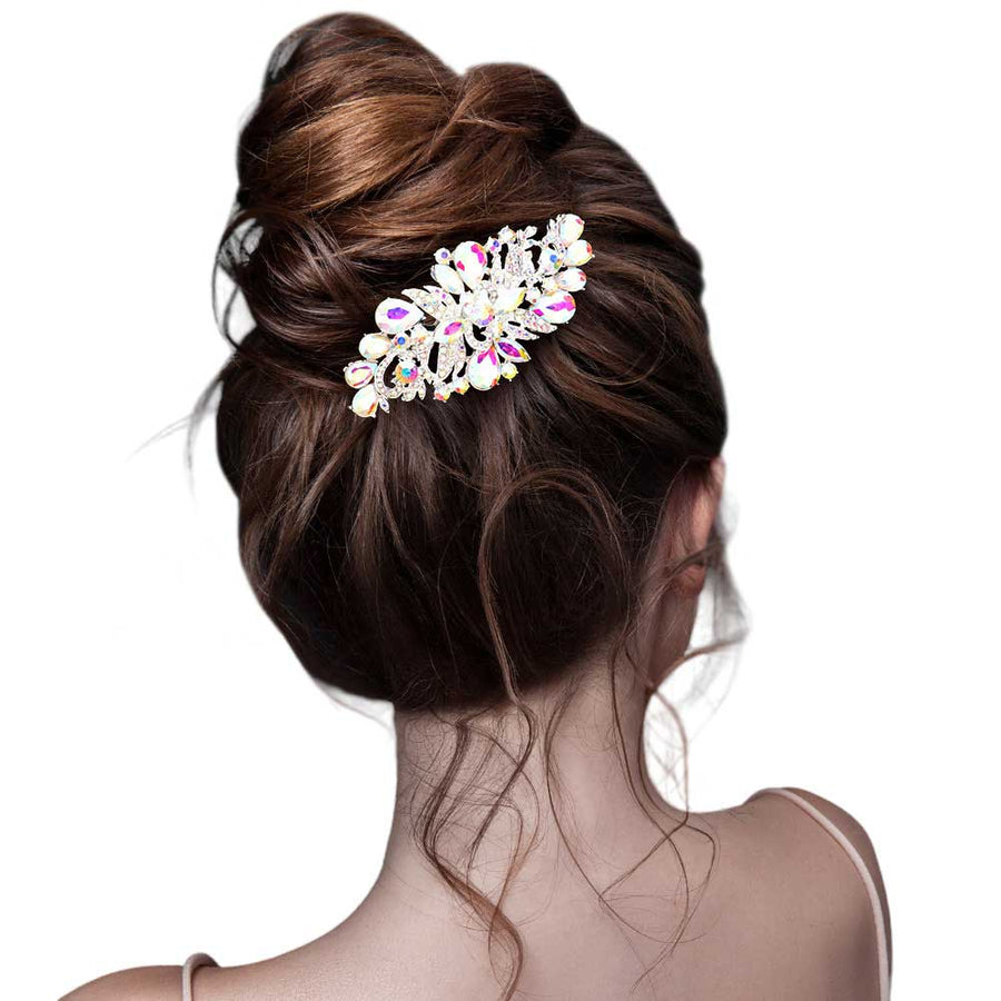 AB Gold Multi Stone Embellished Hair Comb, this beautiful hair comb brings a sparkle to your look while the intricate pattern adds luxury and elegance. The beautifully crafted design hair comb adds a gorgeous glow to any special outfit. These are Perfect Anniversary Gifts, and also ideal for any special occasion.