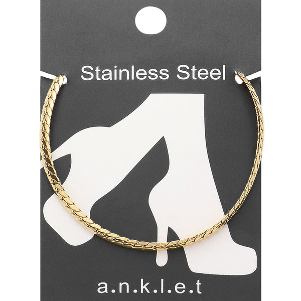 Gold Stainless Steel Wheat Link Chain Anklet