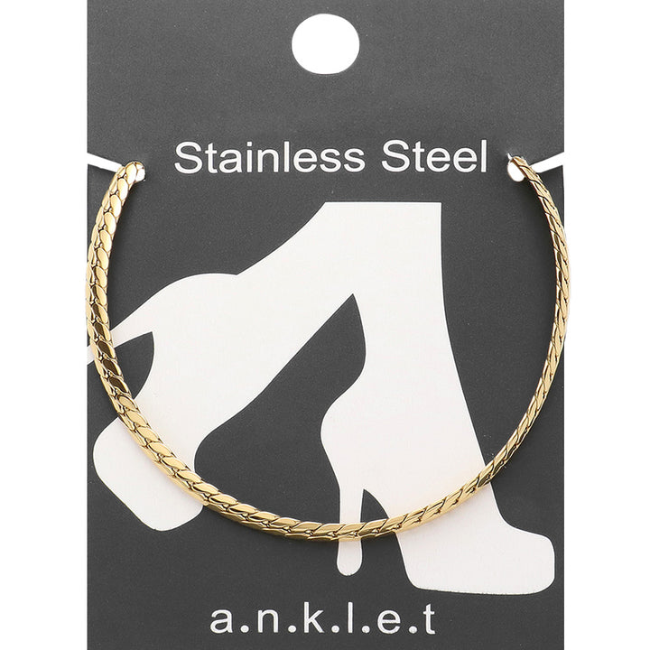 Gold Stainless Steel Wheat Link Chain Anklet