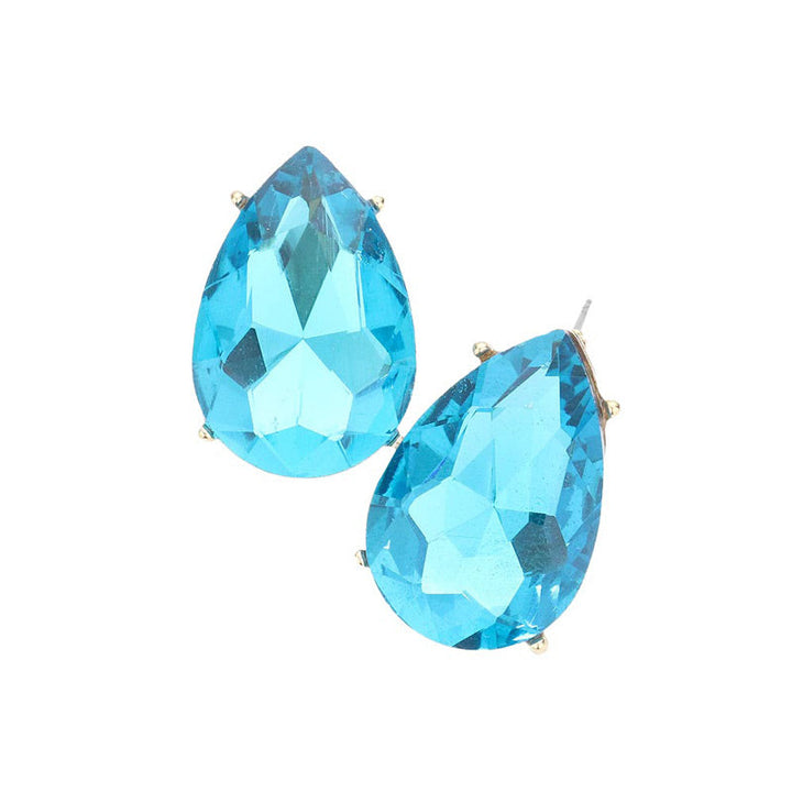 Aqua Teardrop Stone Evening Earrings, This teardrop stone earring put on a pop of color to complete your ensemble. Teardrop Stone and sparkling design give these stunning earrings an elegant look. Classic, elegant evening earrings for a special occasion, ideal for parties, weddings, graduation, and holidays, pair these evening earrings with any ensemble for a polished look. These earrings pair perfectly with any ensemble from business casual, to a night out on the town or a black-tie party.