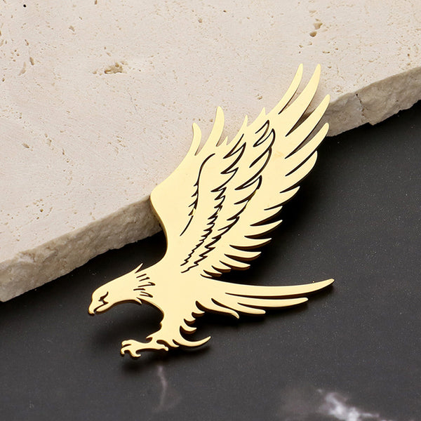 Gold Stainless Steel Cutout Eagle Pin Brooch