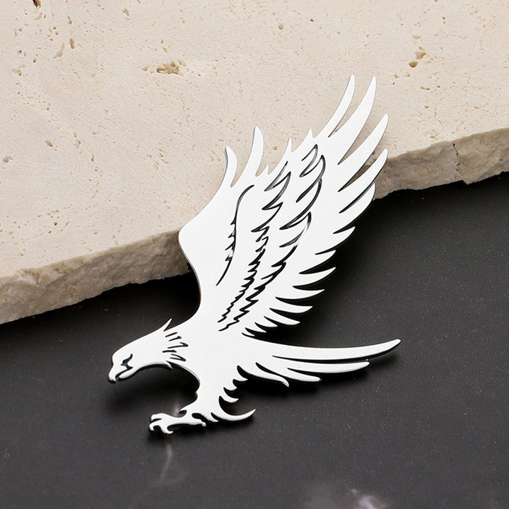 Silver Stainless Steel Cutout Eagle Pin Brooch