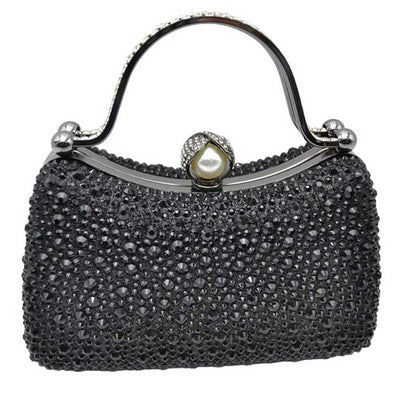 Black Crystal Diamond Top Handle Embellished Evening Clutch Bag is a remarkable evening bag, crafted from premium materials with a crystal diamond top handle for a special touch. Featuring a soft-textured fabric lining and a stylish, elegant exterior, this clutch bag is ideal for special occasions.