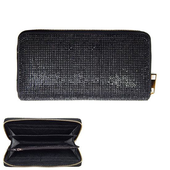 Black Crystal Rhinestone Pave Zipper Wallet, look like the ultimate fashionista, beautiful Crystal Rhinestone  Zipper Wallet. Perfect for money, credit cards, keys or coins and many more things, light and gorgeous. Versatile enough for carrying straight through the week, perfectly lightweight to having around all day. Perfect Birthday Gift, Anniversary Gift, Just Because Gift, Mother's day Gift, Summer, & night out on the beach etc.