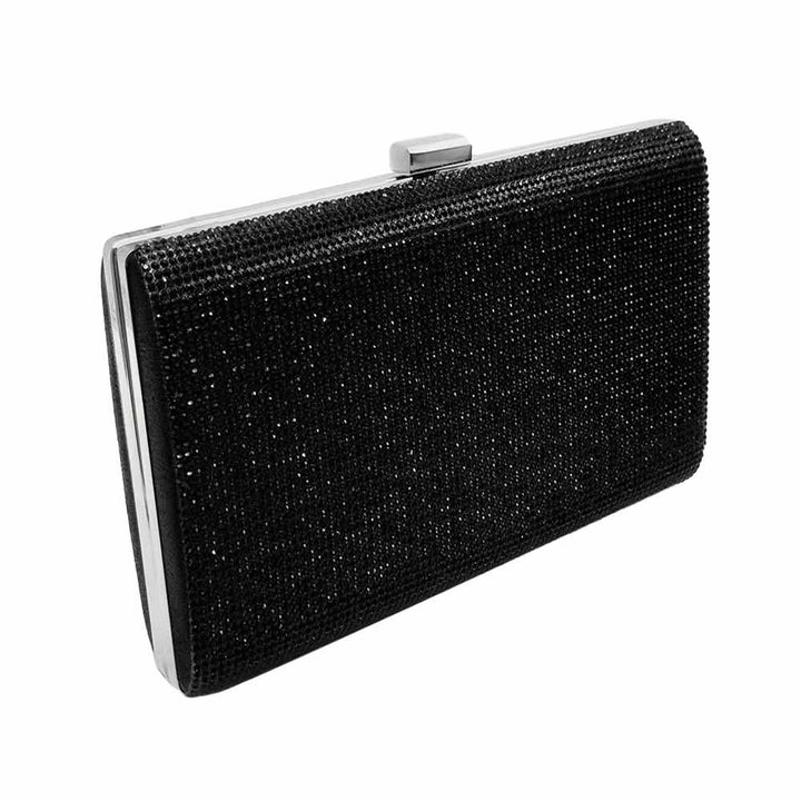 Black Crystal Shimmery Evening Clutch Bag, The clutch is elegant and glamorous. Ladies' luxury night clutch purse and evening bags, which is a very practical handbags. The unique design will make you shine. perfect for money, credit cards, keys or coins, etc. Crystal Shimmery evening bag clutch detachable chain strap, sparkling adorn all sides of this lustrous style, special occasion bag, will add a romantic and glamorous touch to your special day.