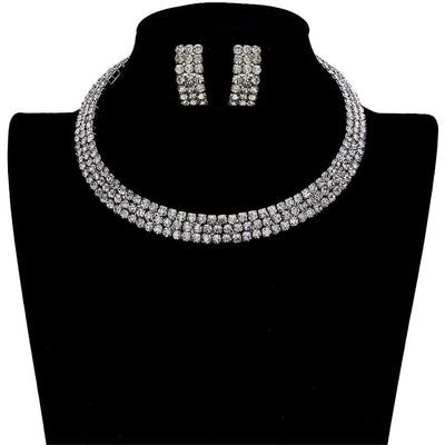 Black Diamond 3Rows Rhinestone Open Choker Necklace. The elegance of these necklace goes unmatched, great for wearing at a party! Designed to accent the neckline, a fashion faithful, adds a gorgeous stylish glow to any outfit style, jewelry that fits your lifestyle! Fabulous gift, ideal for your loved one or yourself.