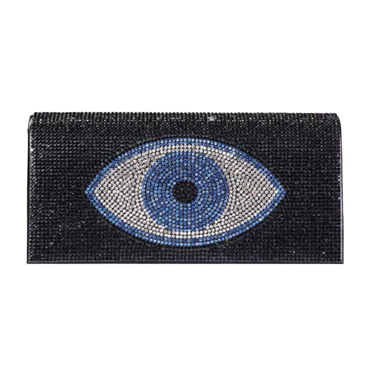 This Black Shimmery Evil Eye Evening Clutch Crossbody Bag will add a touch of glamour to any night out. The spacious interior makes this bag functional while still being fashionable. Perfect gift ideas for a birthday, holiday, Christmas, anniversary, Valentine's Day, or any special occasion. Regalo Navidad, Regalo Cumpleanos