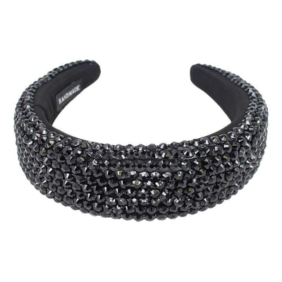 Black Studded Padded Headband, sparkling placed on a wide padded headband making you feel extra glamorous especially when crafted from padded beaded headband . Push back your hair with this pretty plush headband, spice up any plain outfit! Be ready to receive compliments. Be the ultimate trendsetter wearing this chic headband with all your stylish outfits!