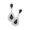 Black Teardrop Stone Dangle Evening Earrings, Make an elegant statement with these stunning pieces. Crafted with an intricate pattern, these earrings feature a teardrop-shaped stone in the center, suspended from a narrow hoop and finished with dangle details. Perfect for special occasions or making timeless gifts!