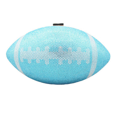 Blue Rhinestone Football Clutch Bag. Look like the ultimate fashionista when carrying this small chic bag, great for when you need something small to carry or drop in your bag. Keep your keys handy & ready for opening doors as soon as you arrive. Perfect Birthday Gift, Anniversary Gift, Mother's Day Gift.