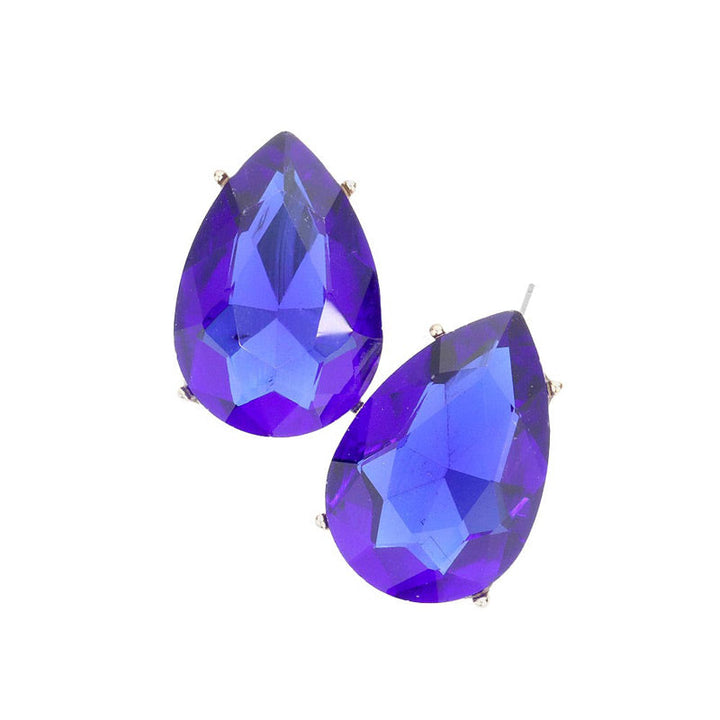 Blue Teardrop Stone Evening Earrings, This teardrop stone earring put on a pop of color to complete your ensemble. Teardrop Stone and sparkling design give these stunning earrings an elegant look. Classic, elegant evening earrings for a special occasion, ideal for parties, weddings, graduation, and holidays, pair these evening earrings with any ensemble for a polished look. These earrings pair perfectly with any ensemble from business casual, to a night out on the town or a black-tie party.