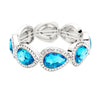 Blue Zicron Rhinestone Trim Teardrop Crystal Stretch Evening Bracelet, Get ready with these Stretch Bracelet, put on a pop of color to complete your ensemble. Perfect for adding just the right amount of shimmer & shine and a touch of class to special events. Perfect Birthday Gift, Anniversary Gift, Mother's Day Gi