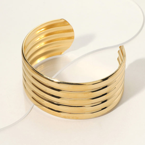 Gold Stainless Steel Wide Cuff Bracelet