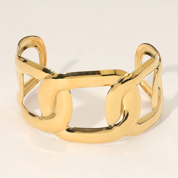 Gold SECRET BOX_Stainless Steel Bod Flat Chain Cuff Bracelet