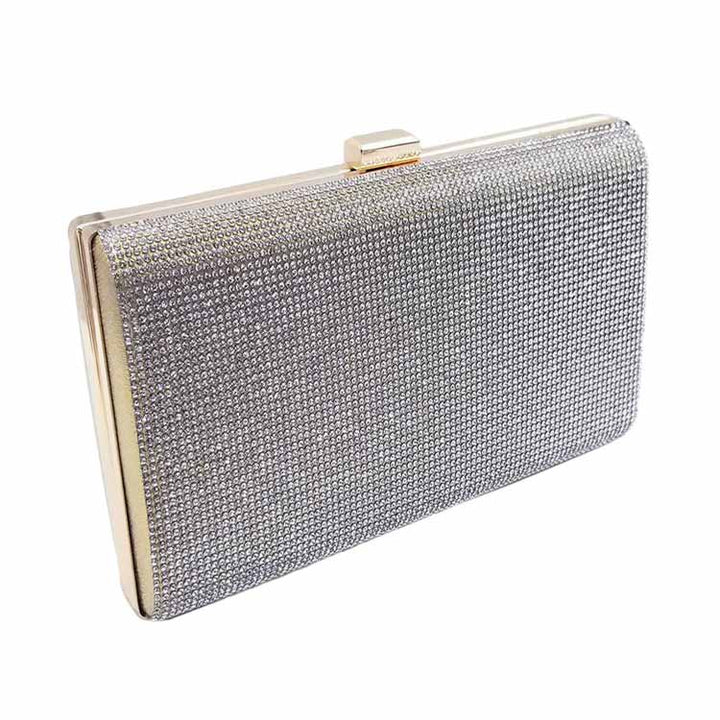 Clear Gold Crystal Shimmery Evening Clutch Bag, The clutch is elegant and glamorous. Ladies' luxury night clutch purse and evening bags, which is a very practical handbags. The unique design will make you shine. perfect for money, credit cards, keys or coins, etc. Crystal Shimmery evening bag clutch detachable chain strap, sparkling adorn all sides of this lustrous style, special occasion bag, will add a romantic and glamorous touch to your special day.