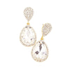 Clear Gold Glass Crystal Teardrop Rhinestone Trim Evening Earrings, put on a pop of color to complete your ensemble. Beautifully crafted design adds a gorgeous glow to any outfit. Perfect jewelry gift to expand a woman's fashion wardrobe with a modern, on trend style. Perfect for Birthday Gift, Anniversary Gift, Mother's Day Gift, Graduation Gift, Valentine's Day Gift.