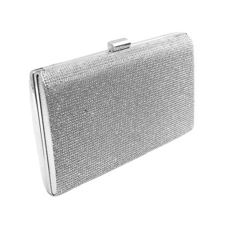 Clear Silver Crystal Shimmery Evening Clutch Bag, The clutch is elegant and glamorous. Ladies' luxury night clutch purse and evening bags, which is a very practical handbags. The unique design will make you shine. perfect for money, credit cards, keys or coins, etc. Crystal Shimmery evening bag clutch detachable chain strap, sparkling adorn all sides of this lustrous style, special occasion bag, will add a romantic and glamorous touch to your special day.