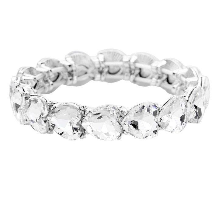 Clear-Silver-Heart Crystal Stretch Evening Bracelet, get ready with these crystal stretch Bracelets to receive the best compliments on any special occasion. Put on a pop of color to complete your ensemble and make you stand out on special occasions. Perfect for adding just the right amount of shimmer & shine and a touch of class to special events. 