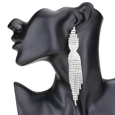 Clear Silver Rhinestone Fringe Evening Earrings, complete the appearance of elegance and royalty to drag the attention of the crowd on special occasions with these fringe earrings. The beautifully crafted design adds a gorgeous glow to any outfit to make you stand out and more confident. Pair with your favorite cocktail dress for a fabulous look or with your everyday casual for effortless chic style. Perfect jewelry gift to expand a woman's fashion wardrobe with a modern, on-trend style.