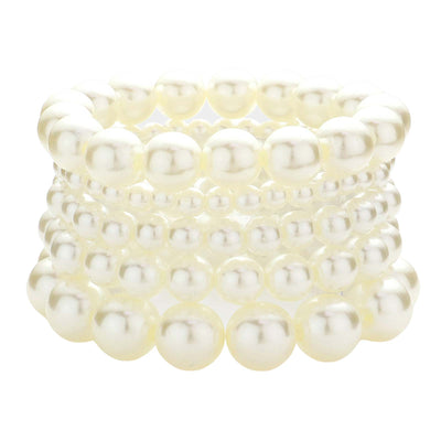 Cream 5PCS - Pearl Strand Stretch Bracelets, these Charm strand stretch bracelets can light up any outfit, and make you feel flawless. Perfect for adding just the right amount of shimmer & shine and a touch of class to special events. Fabulous fashion and sleek style add a pop of pretty color to your attire.