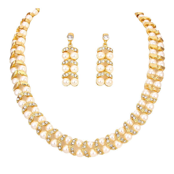 Cream Gold Pearl Crystal Collar Necklace.  These gorgeous Crystal pieces will show your class in any special occasion. The elegance of these Collar necklace goes unmatched, great for wearing at a party! Perfect for adding just the right amount of shimmer & shine and a touch of class to special events. Perfect jewelry to enhance your look. Awesome gift for birthday, Anniversary, Valentine’s Day or any special occasion.