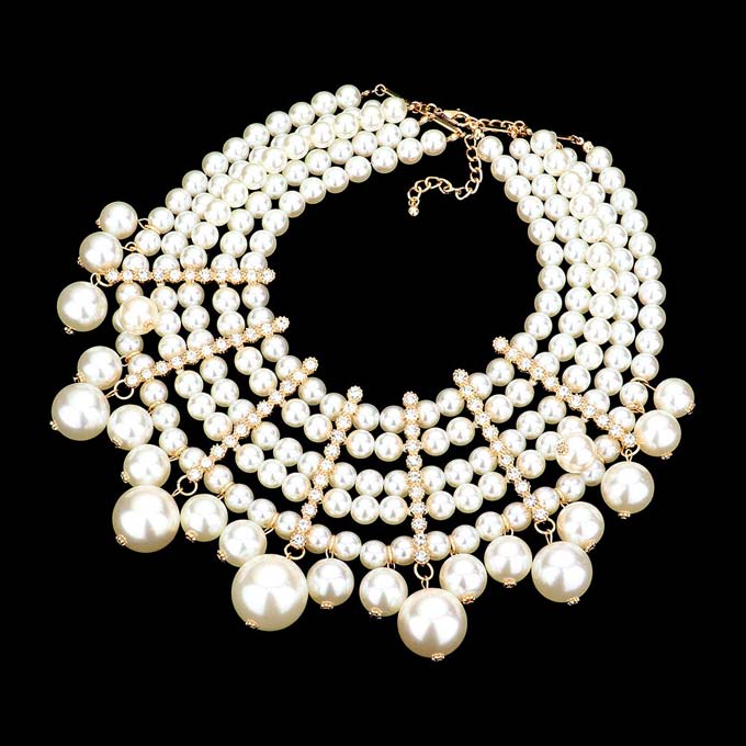 Cream Pearl Collar Necklace, These awesome pearl-themed necklaces will show your perfect beauty & class on any special occasion. The elegance of these pearls goes unmatched. Great for wearing at a party! Perfect for adding just the right amount of glamour and sophistication to important occasions.