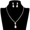 Cream Teardrop Pearl Accented Rhinestone Jewelry Set, this teardrop pearl jewelry set adds a touch of elegance to any look. This classic pearl-accented jewelry set is perfect for adding a touch of sparkle to any outfit. Gift for birthdays, anniversaries, Mother's Day, Prom Jewelry, or any other meaningful occasion.