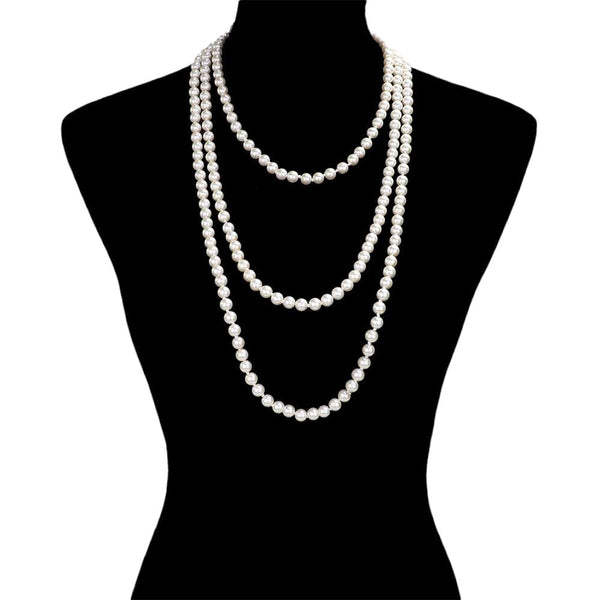 Cream Trendy Pearl Long Necklace, get ready with this pearl long necklace to receive the best compliments on any special occasion. This classy pearl long necklace is perfect for parties, weddings, and evenings. Awesome gift for birthdays, anniversaries, Valentine’s Day, or any special occasion.