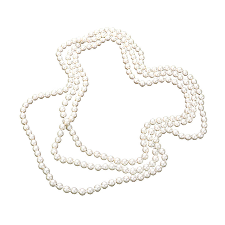 Cream Trendy Pearl Long Necklace, get ready with this pearl long necklace to receive the best compliments on any special occasion. This classy pearl long necklace is perfect for parties, weddings, and evenings. Awesome gift for birthdays, anniversaries, Valentine’s Day, or any special occasion.