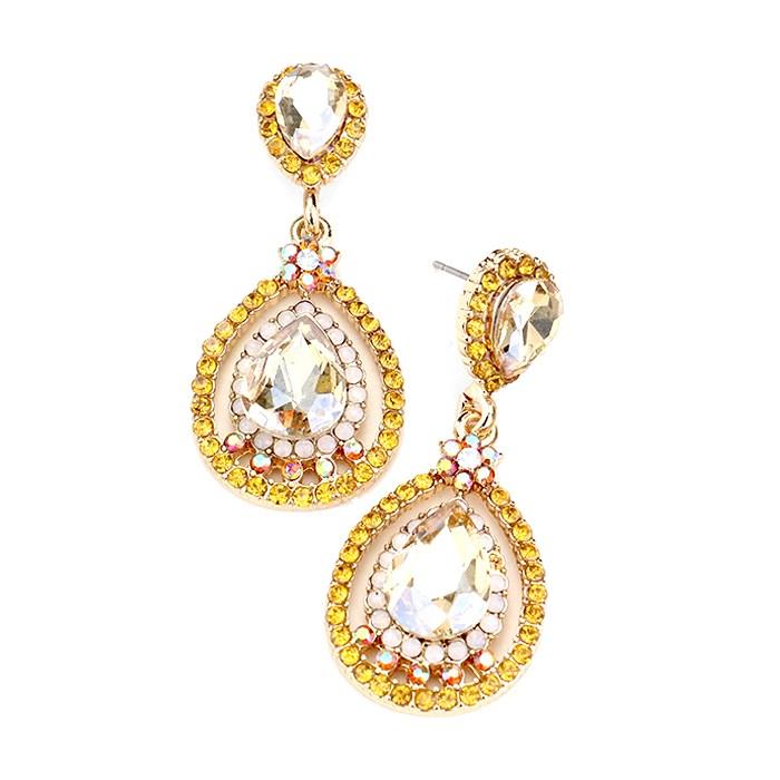 Crystal Rhinestone Teardrop Evening Earrings,We're absolutely mesmerized by sparkle of these glittering rhinestone teardrops! While an obvious choice for evening wear, these drop earrings pair well with casual attire too ideal for Special Occasion. Size : 0.75" X 2" Post Back Made In Korea