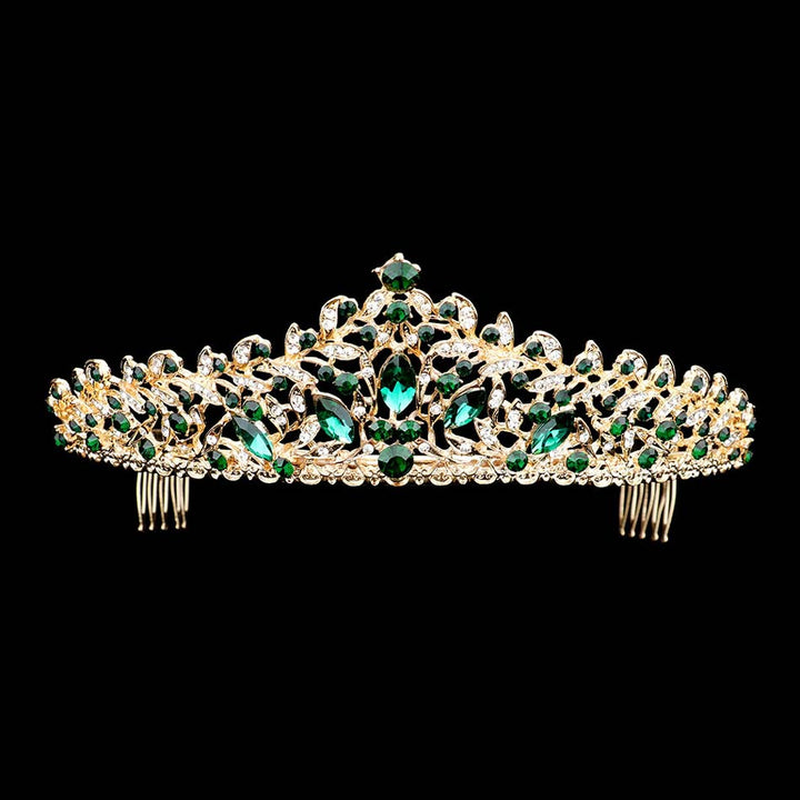 Emerald Marquise Stone Accented Princess Tiara, This elegant shining Stone design, makes you more charming. A stunning Marquise Stone Accented Princess Tiara that can be a perfect Bridal Headpiece. Suitable for Any Occasion You Want to Be More Charming. These are Perfect Birthday Gifts, Anniversary Gifts, and Graduation gifts.