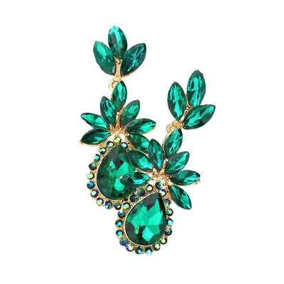 Emerald Marquise Stone Cluster Teardrop Accented Dangle Evening Earrings. Look like the ultimate fashionista with these Earrings! Add something special to your outfit ! It will be your new favorite accessory. Perfect Birthday Gift, Anniversary Gift, Mother's Day Gift, Graduation Gift, Prom Jewelry, Just Because Gift, Thank you Gift.