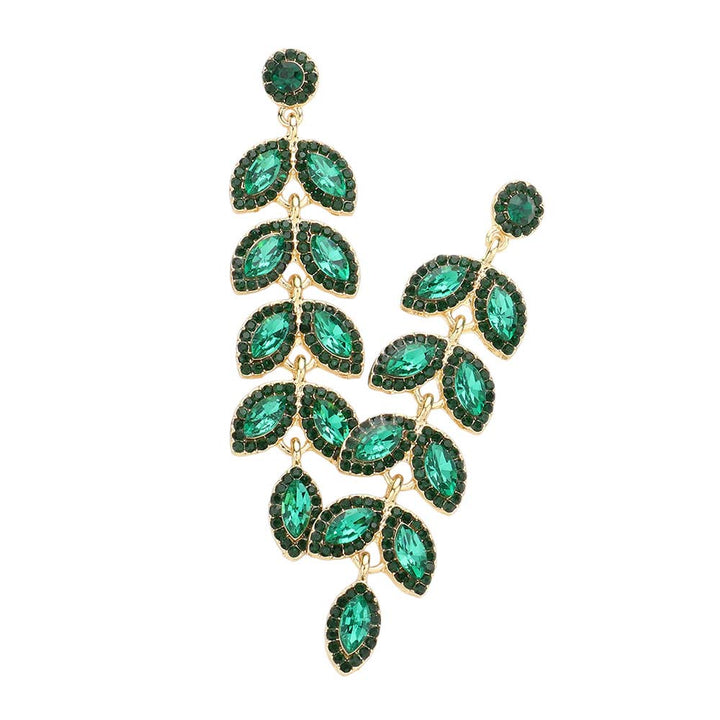 Emerald Marquise Stone Cluster Vine Dangle Evening Earrings, elevate your evening look with these exquisite Dangle Evening Earrings. Perfect for your next special occasion! An excellent choice for wearing with any outfit. These beautifully unique designed earrings are suitable as gifts for wife, girlfriend, and mothers.