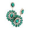 Emerald Oval Stone Centered Teardrop Cluster Evening Earrings. Beautifully crafted design adds a gorgeous glow to any outfit. Jewelry that fits your lifestyle! Perfect Birthday Gift, Anniversary Gift, Mother's Day Gift, Anniversary Gift, Graduation Gift, Prom Jewelry, Just Because Gift, Thank you Gift.