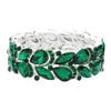 Emerald Teardrop Stone Cluster Embellished Stretch Evening Bracelet is an eye-catching accessory. It features teardrop-shaped embellishments and sparkly stones clustered together to create a glamorous and sophisticated finish. The stretch fit makes it comfortable to wear for any special occasion or making an exclusive gift.