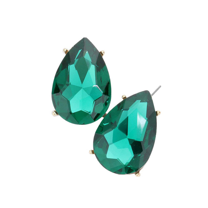 Emerald Teardrop Stone Evening Earrings, This teardrop stone earring put on a pop of color to complete your ensemble. Teardrop Stone and sparkling design give these stunning earrings an elegant look. Classic, elegant evening earrings for a special occasion, ideal for parties, weddings, graduation, and holidays, pair these evening earrings with any ensemble for a polished look. These earrings pair perfectly with any ensemble from business casual, to a night out on the town or a black-tie party.