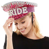 Fuchsia Bride Message Accented Sequin Bling Hat, be the one with the most fashionable, head-turner costume & accessories. This sequin bling hat with a bride message for women is made of sequins that are reliable and reusable, comfortable and soft, sturdy and safe, not easy to break or fade, and can serve you for a long time. The bling adopts a sequin design, is stylish and attractive, bling and elegant, which can make you stand out in your daily life and holiday parties, showing your beauty and confidence.