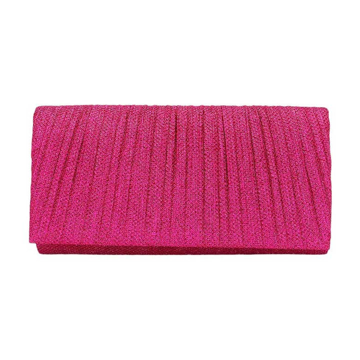 Fuchsia, From day to night, this luxurious Pleated Shimmery Evening Clutch Crossbody Bag is the perfect companion. Boasting a pleated shimmery exterior, this clutch oozes sophistication and exclusivity. Slip it into your wardrobe, make a statement! Perfect Gift Birthday, Christmas, Anniversary, Wedding, Cumpleanos, Anniversario