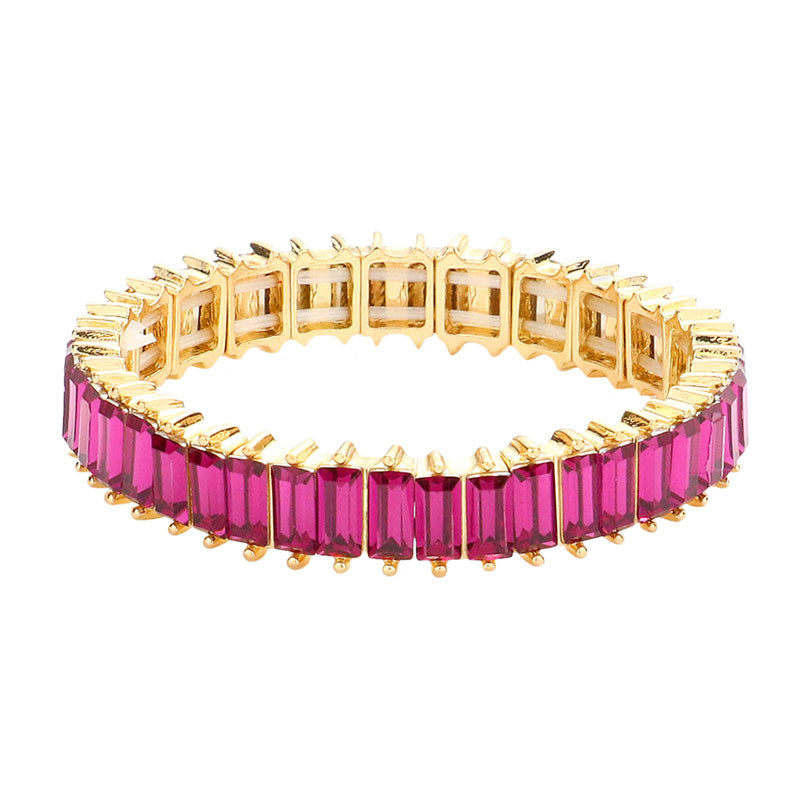 Fuchsia Rectangle Stone Stretch Evening Bracelet, This Rectangle Stone Stretch Evening Bracelet adds an extra glow to your outfit. Pair these with tee and jeans and you are good to go. Jewelry that fits your lifestyle! It will be your new favorite go-to accessory. create the mesmerizing look you have been craving for! Can go from the office to after-hours with ease, adds a sophisticated glow to any outfit on a special occasion